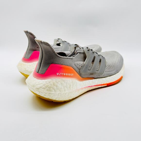 Adidas UltraBoost 21 Womens 8 Gray White Knit Sneakers Running Shoes Trainer - Picture 6 of 10